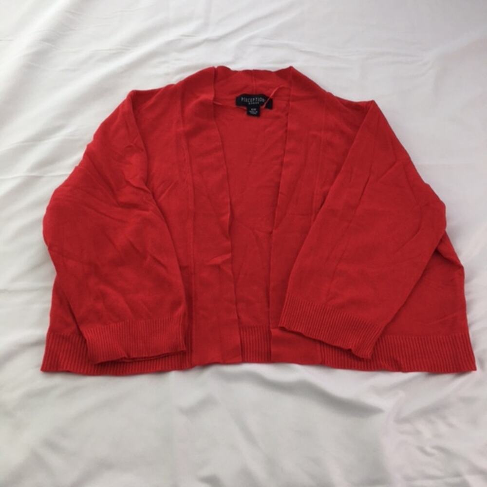 Perceptions Open Front Cardigan Red 16W